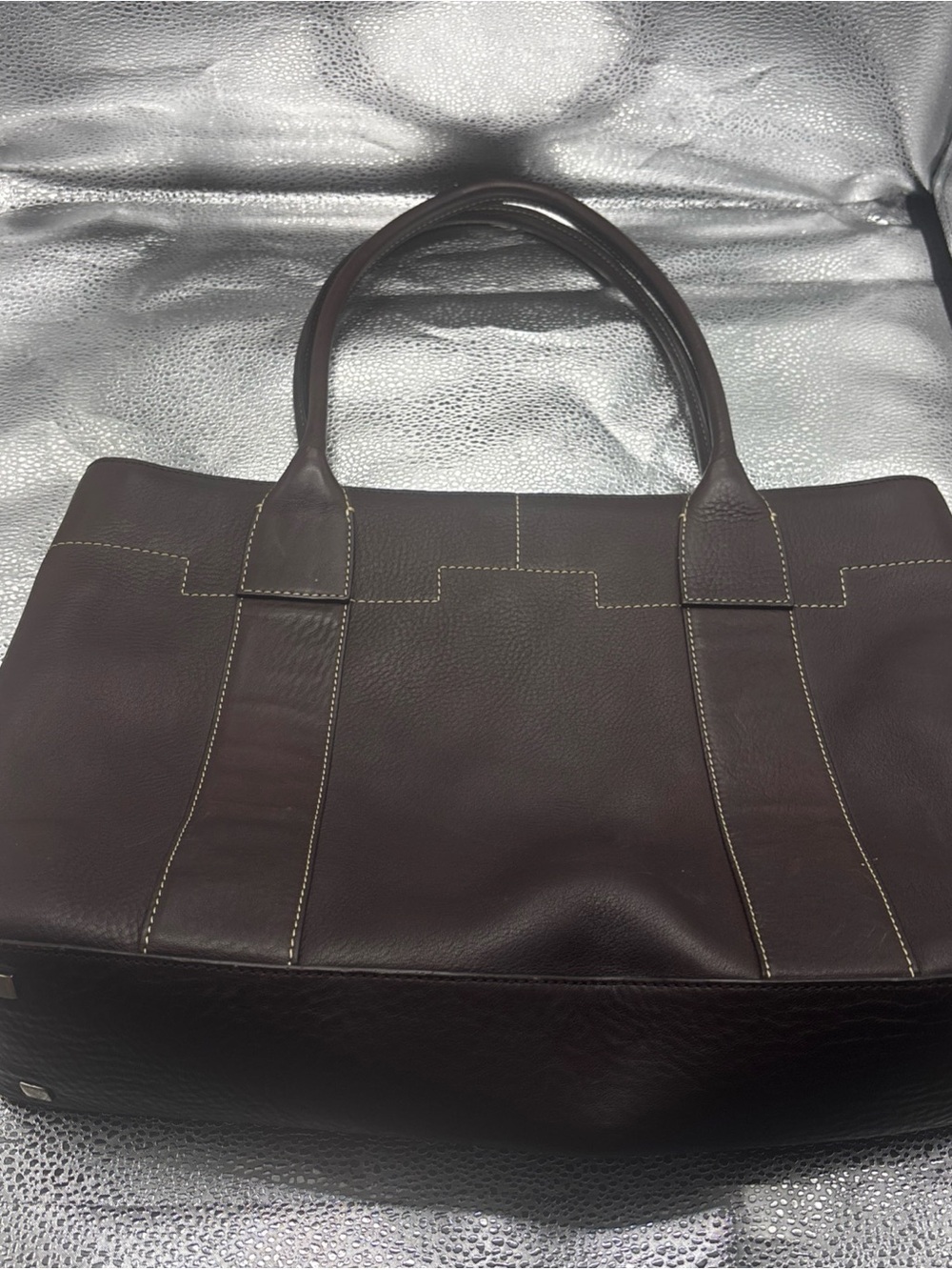 Levenger Dark Brown Leather Tote with Branded Interior Tag